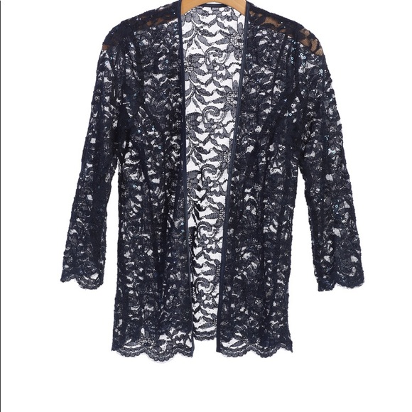 Cleo’s Dusty Rose Long Sleeve Lace Jacket Shell - Picture 2 of 4